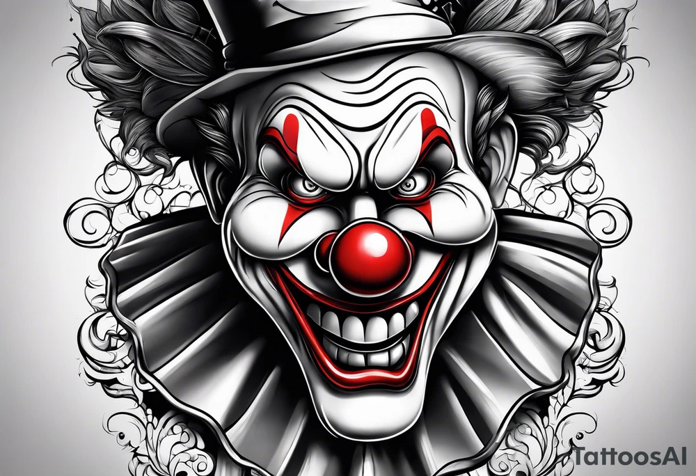 scary cartoon clown tattoo idea