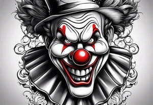 scary cartoon clown tattoo idea