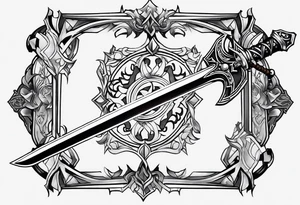 Viego's sword from League of legends, in cybersigilsm tattoo sytle tattoo idea