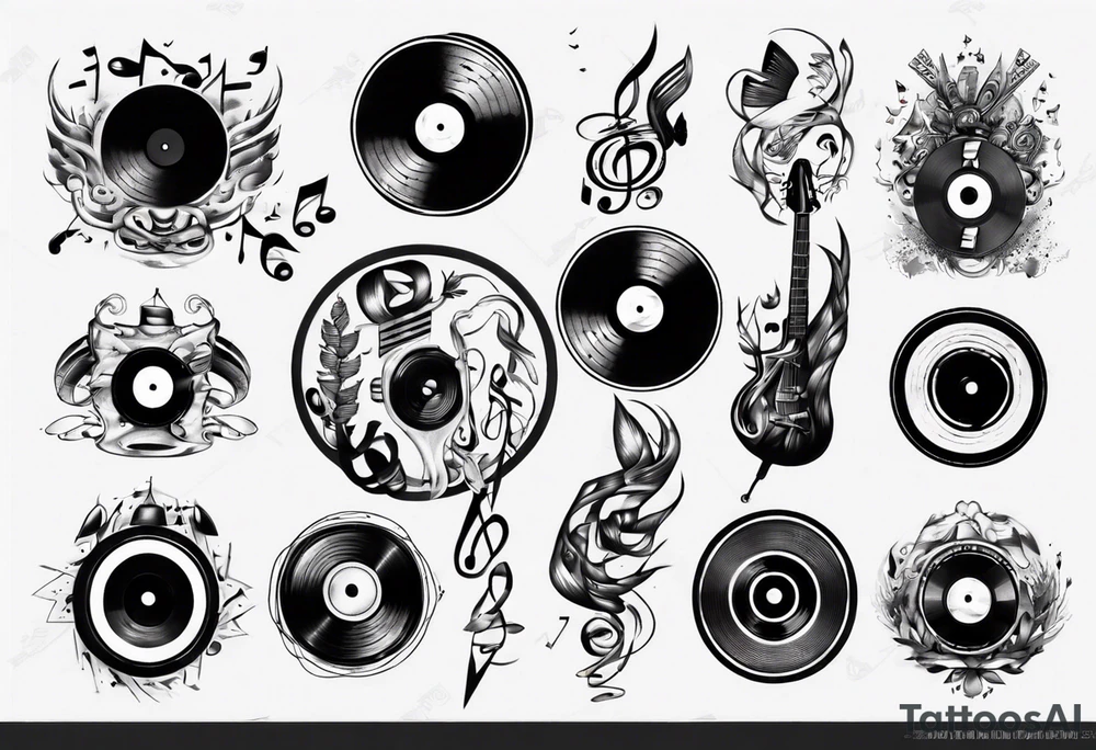 sound music vinyl tattoo idea
