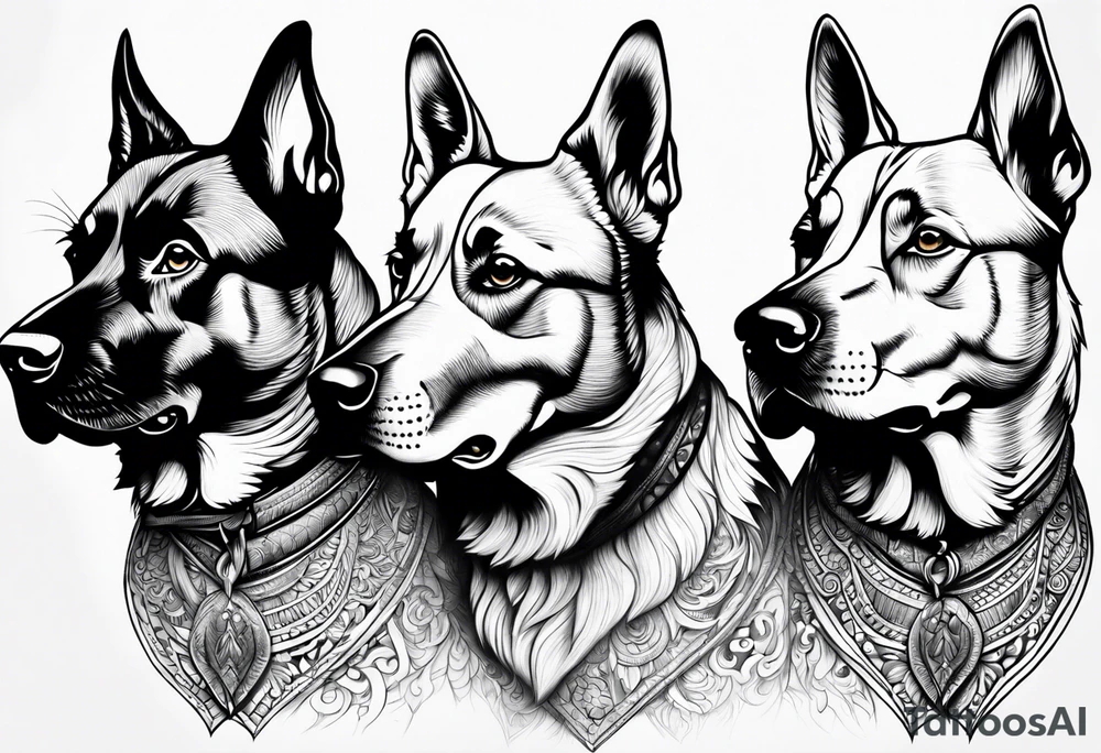 A three headed dog tattoo idea