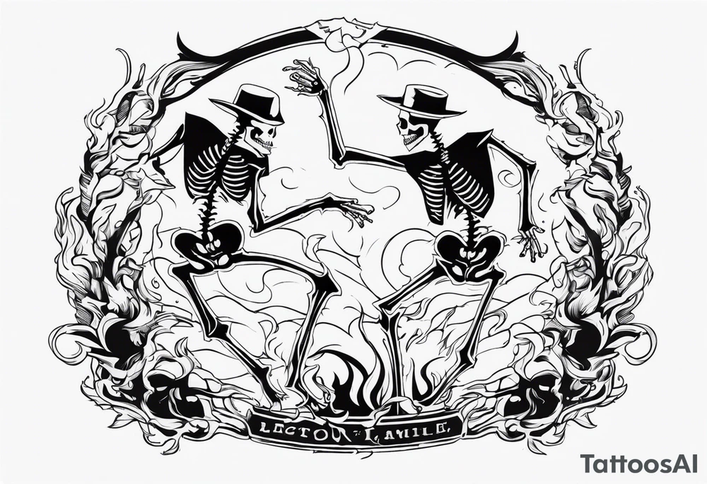two western skeletons dancing in a burning room tattoo idea two western skeletons dancing in a burning room tattoo idea