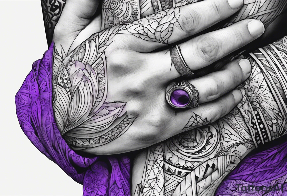 lines around wrist, abstract, black and purple, covered from wrist to forearm, fully covered, no borders, blackwork, no people tattoo idea