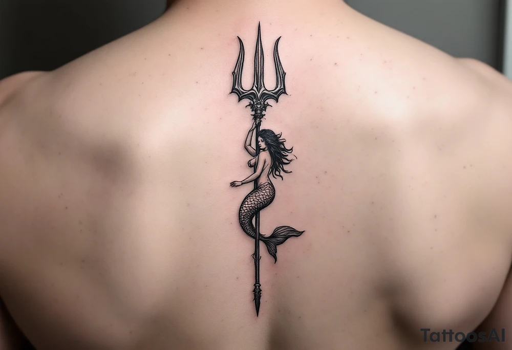 trident with mermaid tattoo idea