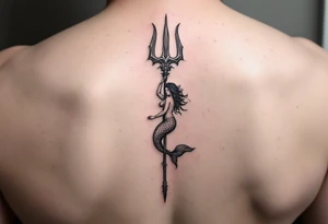 trident with mermaid tattoo idea