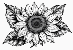 sunflower with leaves geometric tattoo idea