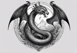 Lucifer (half angel and half snake) wraps the moon tattoo idea