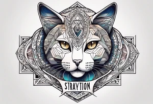 Cat with the words STRAY NATION underneath tattoo idea