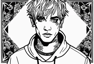 Lil peep in modern Blackwork style tattoo idea