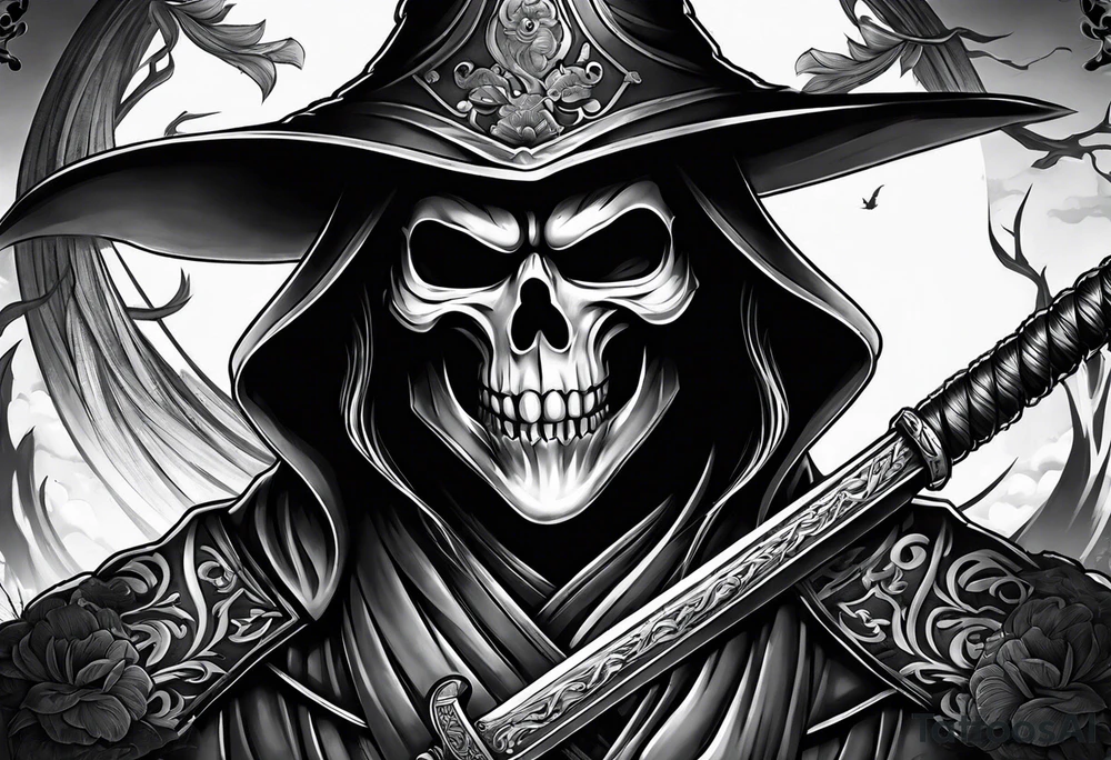 Katana and grim reaper tattoo idea