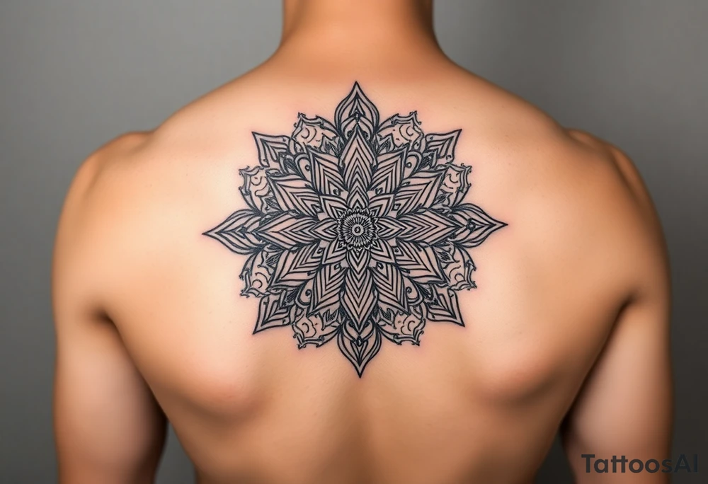 intricate mandala with sacred geometry and cosmic elements tattoo idea