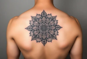 intricate mandala with sacred geometry and cosmic elements tattoo idea