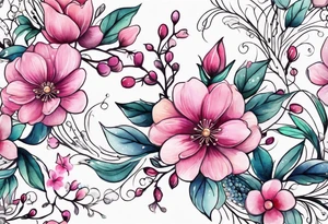 Small Pink flowers with decorative dott pattern and libra tattoo idea