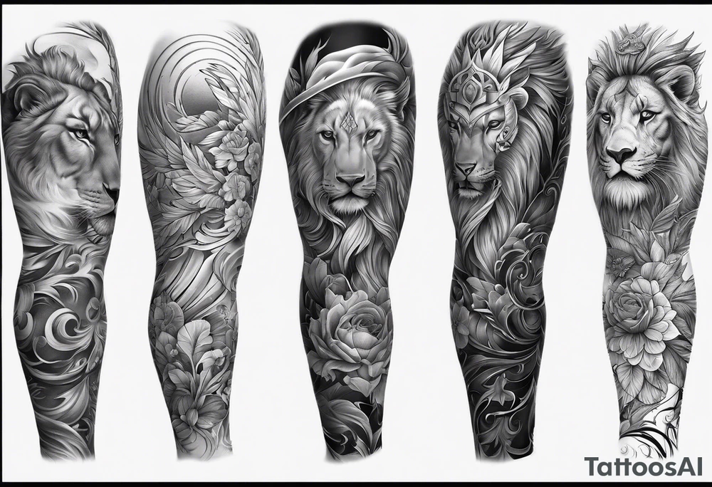 Extreme full LEG sleeve on white background tattoo idea