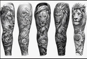 Extreme full LEG sleeve on white background tattoo idea