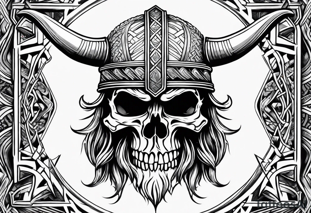 Realistic viking skull tattoo idea