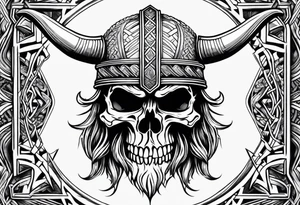 Realistic viking skull tattoo idea
