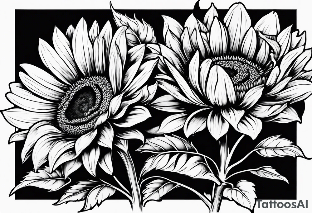 Flower fire an a sunflower tattoo idea