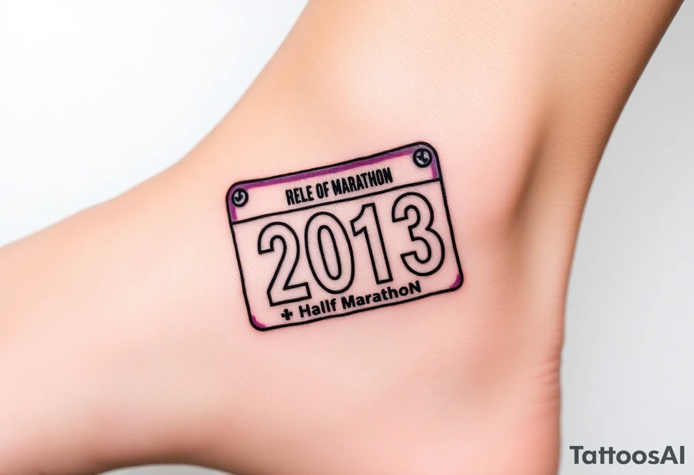 Racing half marathon bib 2013 purple and gold running safety pins running tattoo idea