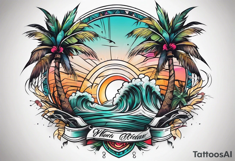palm tree sleeve tattoo idea