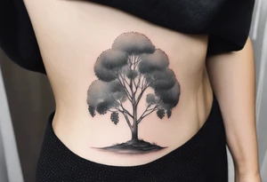 eucalyptus tree, simple, small, soft lines tattoo idea