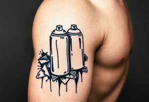 Graffiti markers and spray paint cans tagging on tic tattoo idea