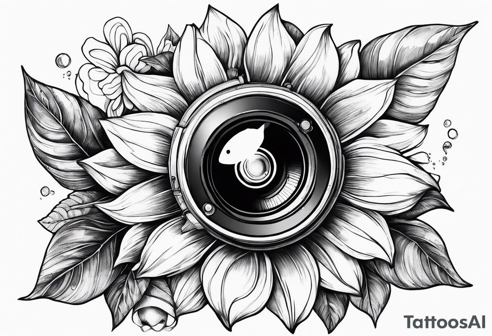 sunflower, camera, fish, tattoo idea