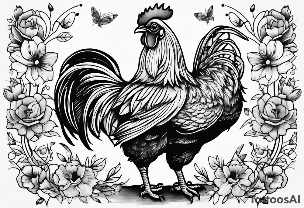 Chicken, bear, bug together as family tattoo idea