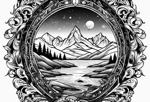 Flames to ash to frozen landscape tattoo idea