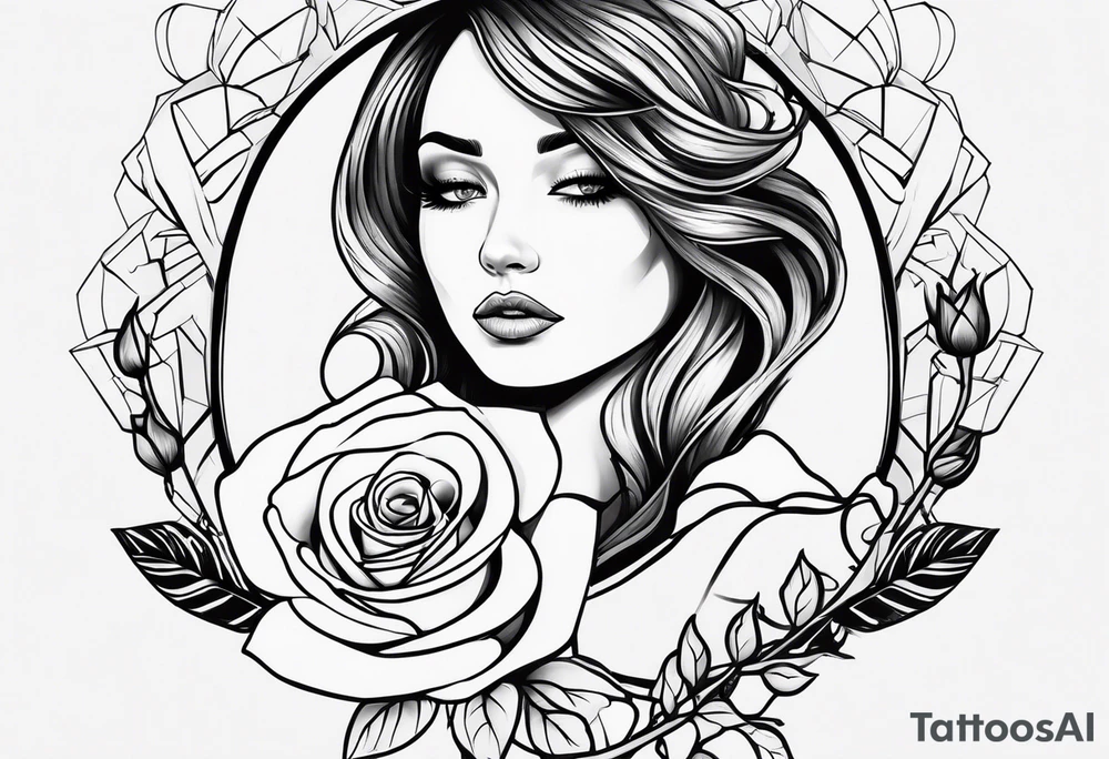 sarah with a rose made to fit on my forearm tattoo idea