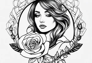 sarah with a rose made to fit on my forearm tattoo idea