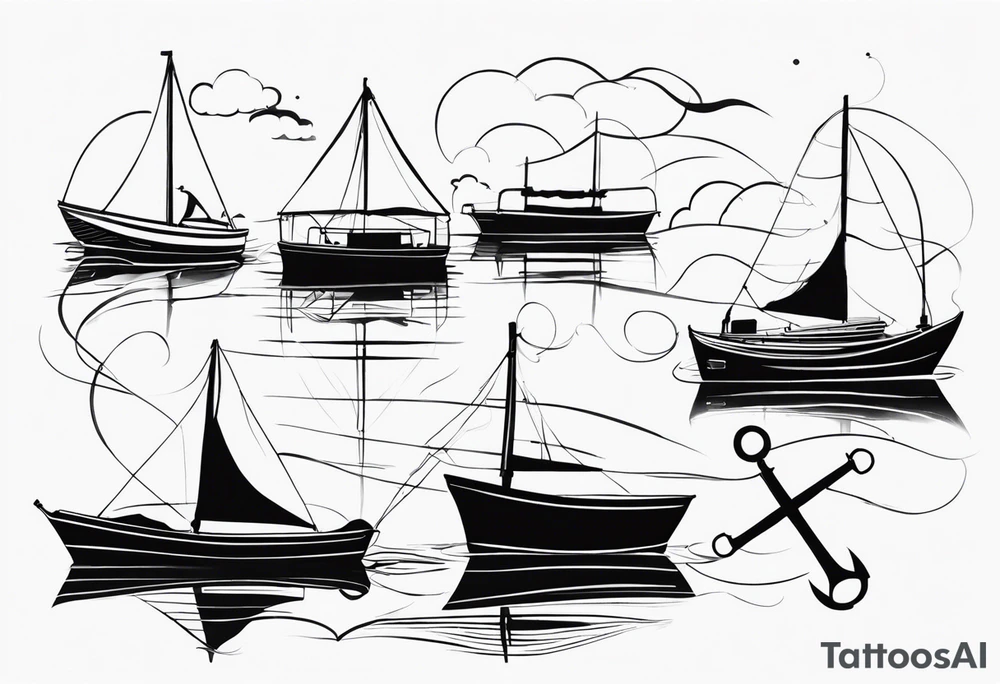 boats, living by the water, hooks, anchors tattoo idea