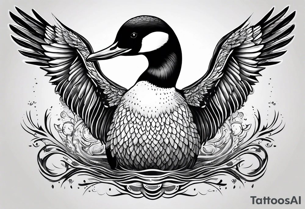 Loon stretching wings tattoo idea