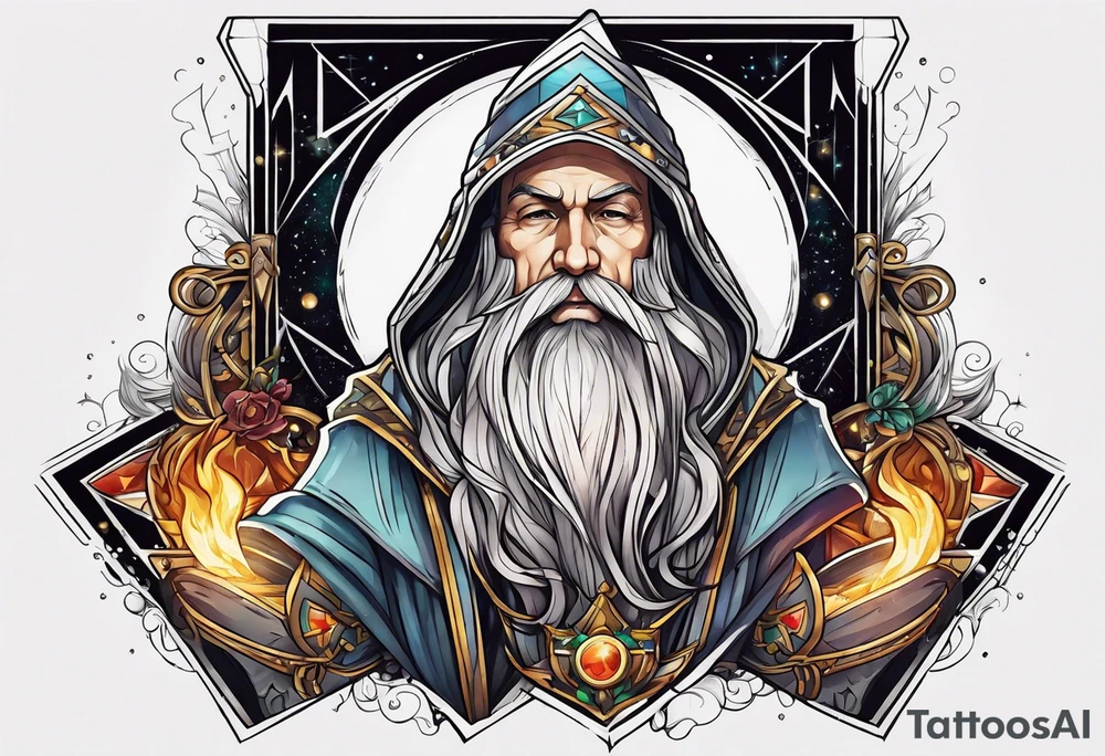 wizard chest piece tattoo idea