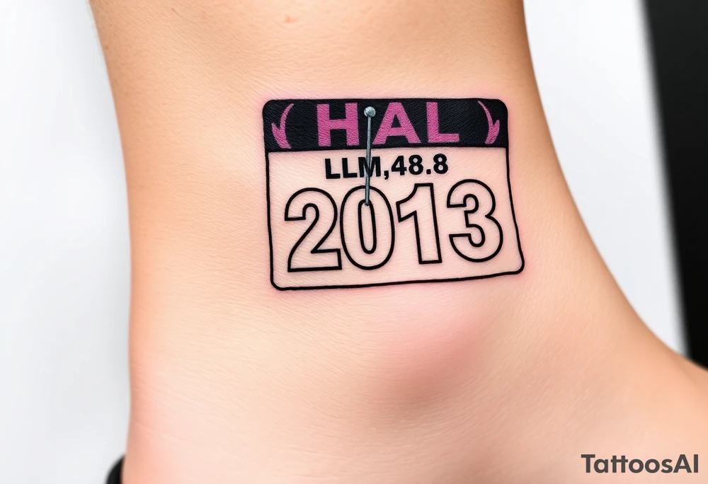 Racing half marathon bib 2013 purple and gold running safety pins piercing the skin running tattoo idea