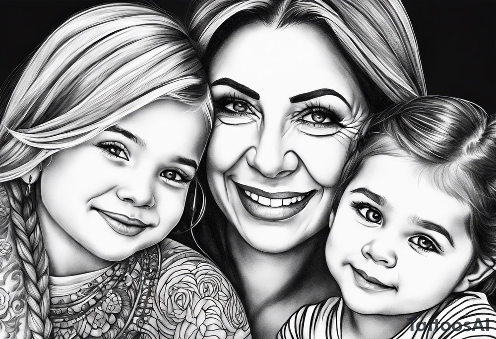 A mothers love and bond with 3 daughters a steo daughter and a grand daughter and a grandma Tattoo designs tattoo idea