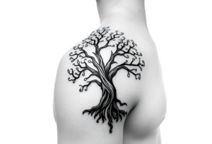 Irish shoulder tattoo, that is non-religious and has a Celtic tree tattoo idea