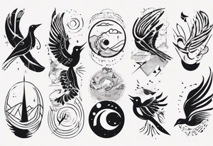goddess mountains birds tattoo idea