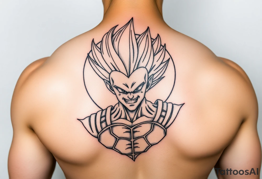 Majin vegeta with moon and oozaru background tattoo idea