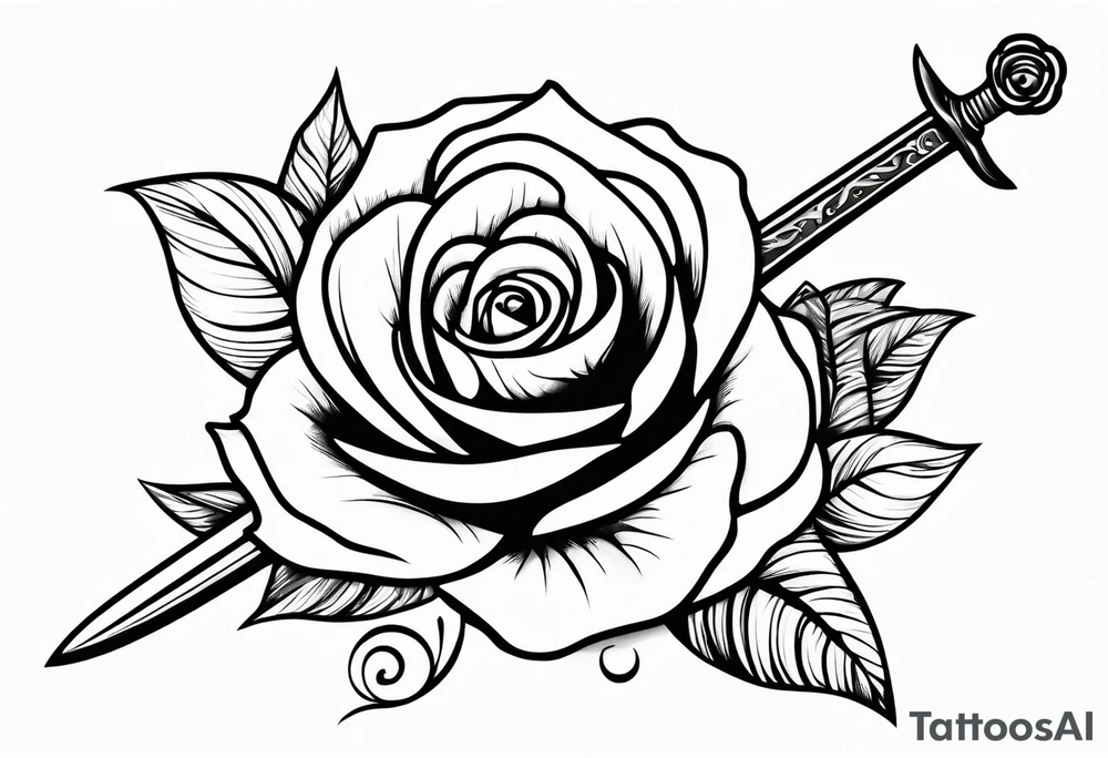 Rose growing up a Sword with ornimental elements tattoo idea Rose growing up a Sword with ornimental elements tattoo idea