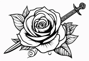 Rose growing up a Sword with ornimental elements tattoo idea