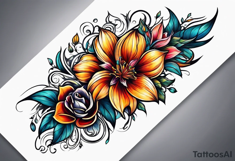 flower fire for a male tattoo idea