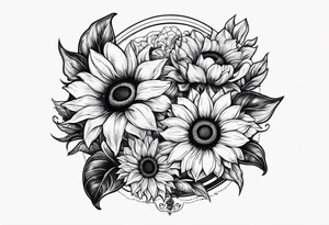 stamp  and sunflowers inside tattoo idea