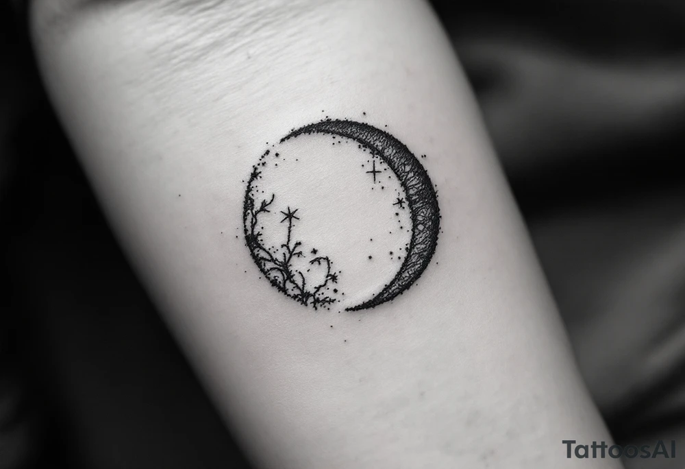 astrology moonsign aquarius in rough / mysterious aesthetic astrology inspired tattoo idea