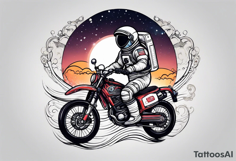 astronaut riding bicycle tattoo idea