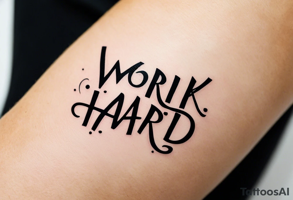 I want a tattoo containing the following two words "work hard" and "play hard". tattoo idea