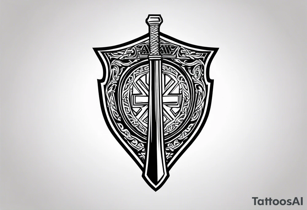 Valhalla shield sword axe Valknut tattoo idea
