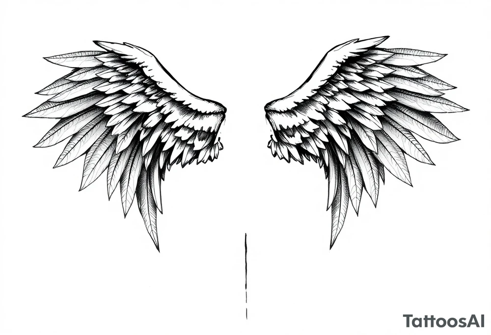 Realistic angelwings on a back tattoo idea