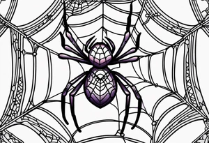 Spider on spider web. No color. American traditional style tattoo idea