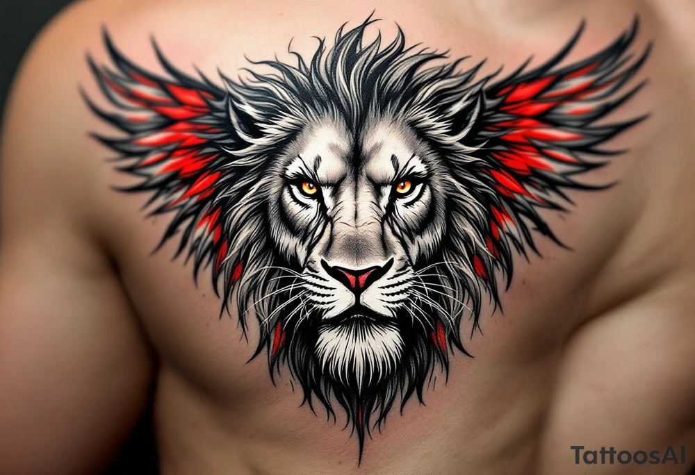 make a lion-serpent mix with wings(make with red and black) tattoo idea